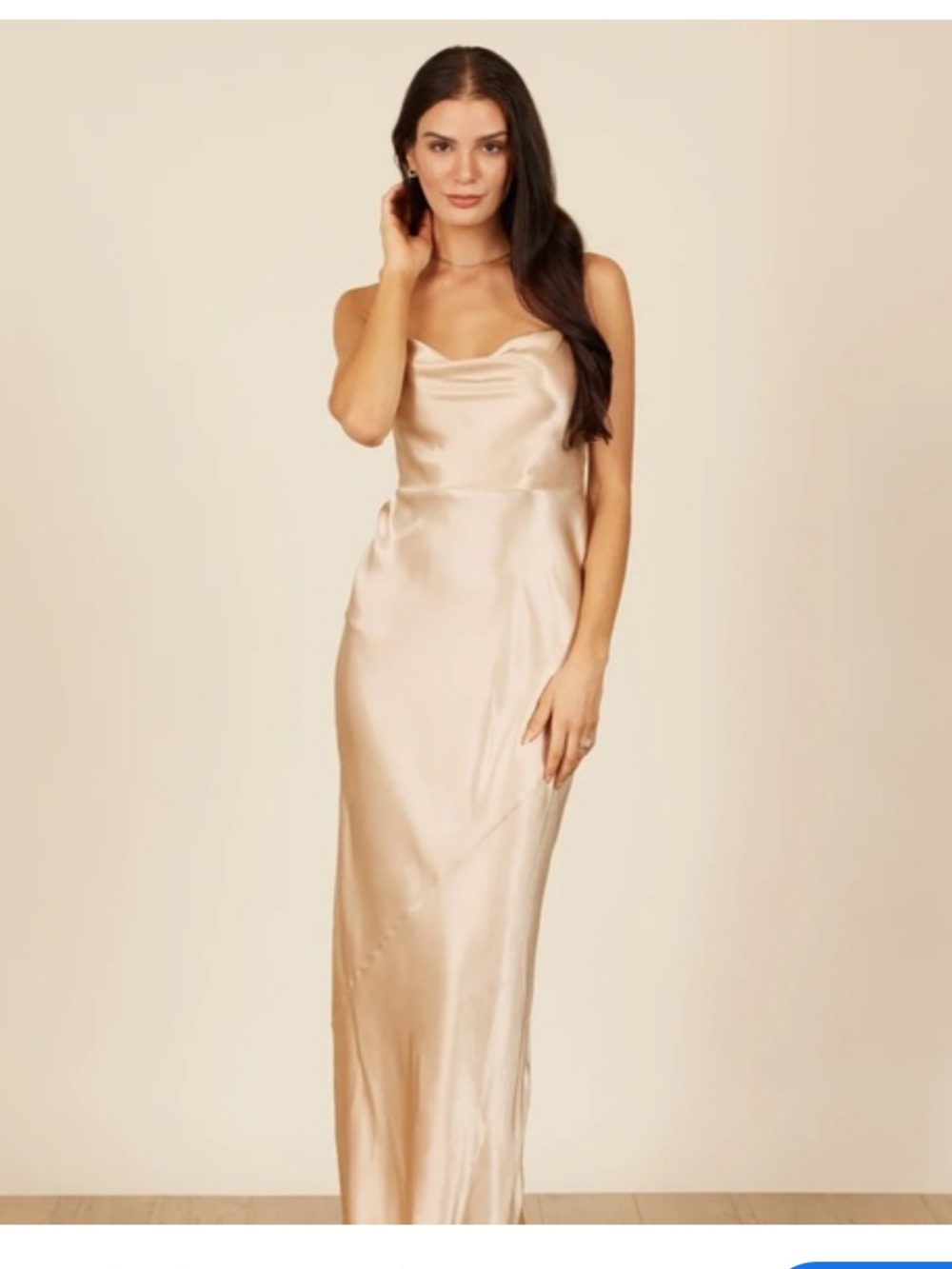 PARK & FIFTH Belmont Dress Satin Maxi Formal Large Champagne Wedding Party Chic